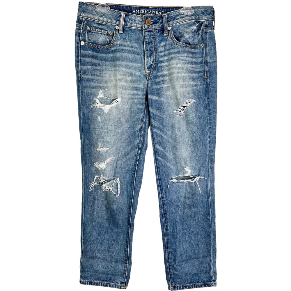 American Eagle High Rise Destroyed Boy Crop Jeans Women’s Sz 8